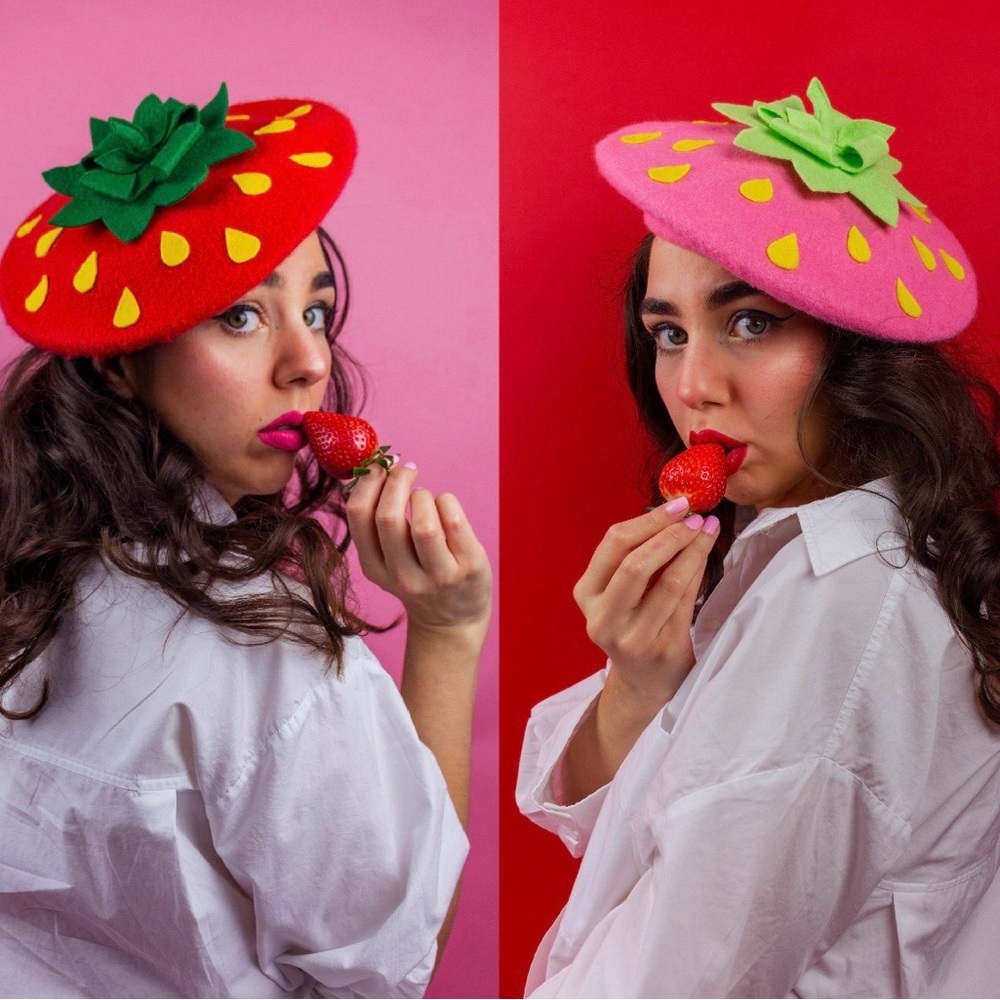 Strawberry-Themed beret hat